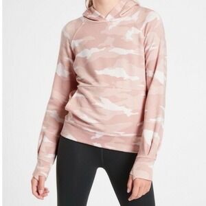 Athleta Girl Pink Camo Hoodie Sweatshirt Kids Size XL 14 Raglan Sleeve Pocket